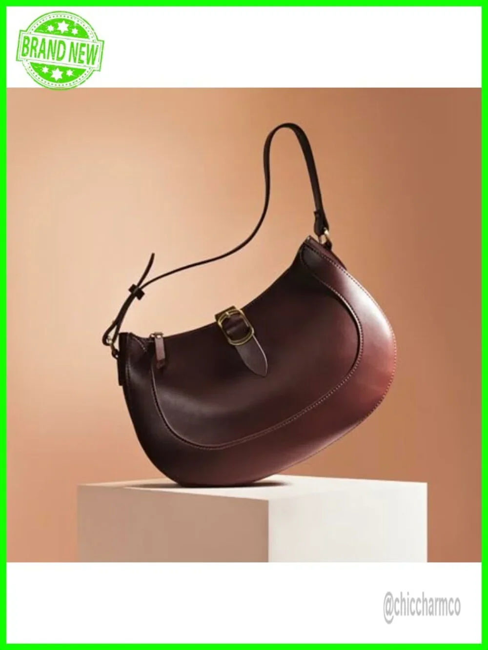 Vegan Leather Crescent Hobo Bag Adjustable Crossbody Shoulder Purse